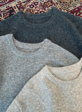 VMCL慵懒感cleanfit糯米绒通勤圆领羊毛毛衣针织衫男女 vermicell