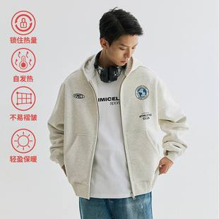 VMCL地球徽章 vermicelli 运动厚实抓绒拉链连帽卫衣男女情侣24AW