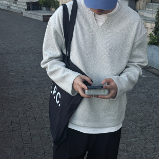 VMCL羊毛混纺特殊花纱假两件V领毛衣针织衫 vermicel 卫衣男女25AW