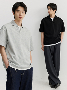 VMCL 海鸥领V领假两件短袖POLO衫简约老钱T恤男女26SS vermicelli