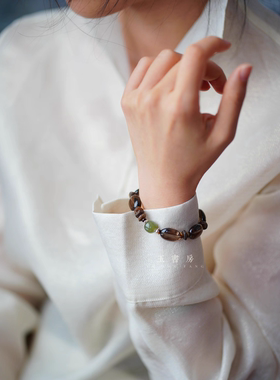 【乌龙茶】天然棋楠沉香茶晶设计手串