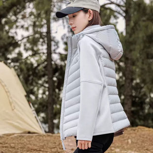 西藏旅游冲锋衣内胆鹅绒服女连帽立领时尚 轻薄运动羽绒服保暖外套