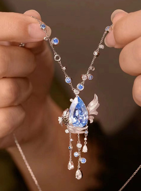 化身为鱼锦鲤流苏吊坠气质项链新中式国潮颈链轻奢高档国风锁骨链