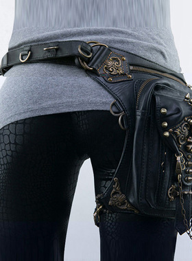 【代理现货】蒸汽朋克机车包肩斜挎包女手机腰包潮流时尚配饰