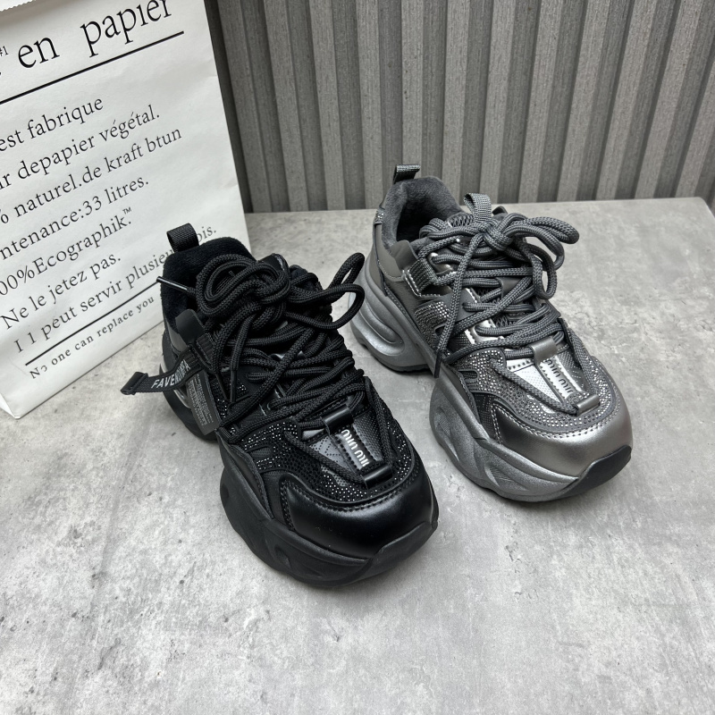 断码处理女鞋2025秋季新款厚底增高加绒保暖运动时尚休闲老爹鞋