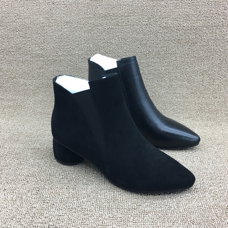 2024短靴裸靴潮粗跟女鞋时尚