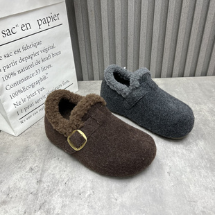 女棉鞋 断码 圆头套脚内增高加绒保暖复古勃肯鞋 2025秋冬款 处理女鞋