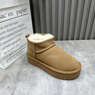 厚底套筒和雪地靴加绒加厚女棉短靴 新款 断码 处理真皮女靴2025冬季