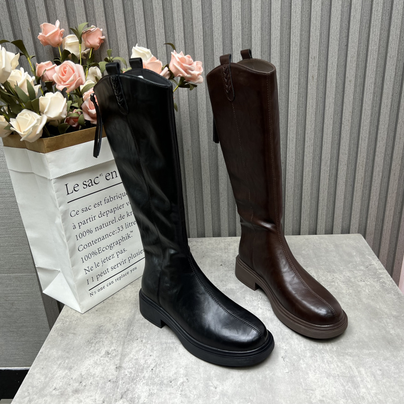 时尚骑士靴断码处理2025秋冬新款加绒保暖百搭中跟后拉链长筒靴