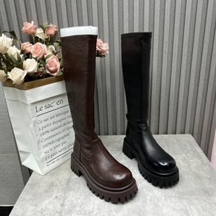 骑士靴户外英伦长筒靴 高跟套筒加绒时尚 工厂断码 处理2025秋冬新款
