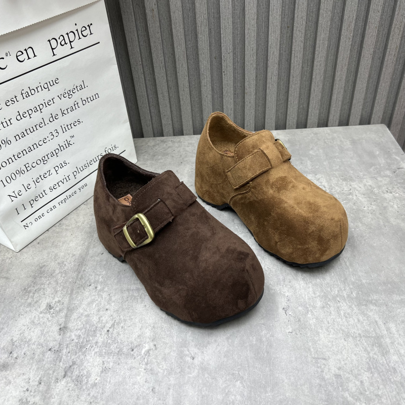 断码处理女鞋2025秋冬新款内增高圆头套脚复古勃肯鞋加绒女棉鞋