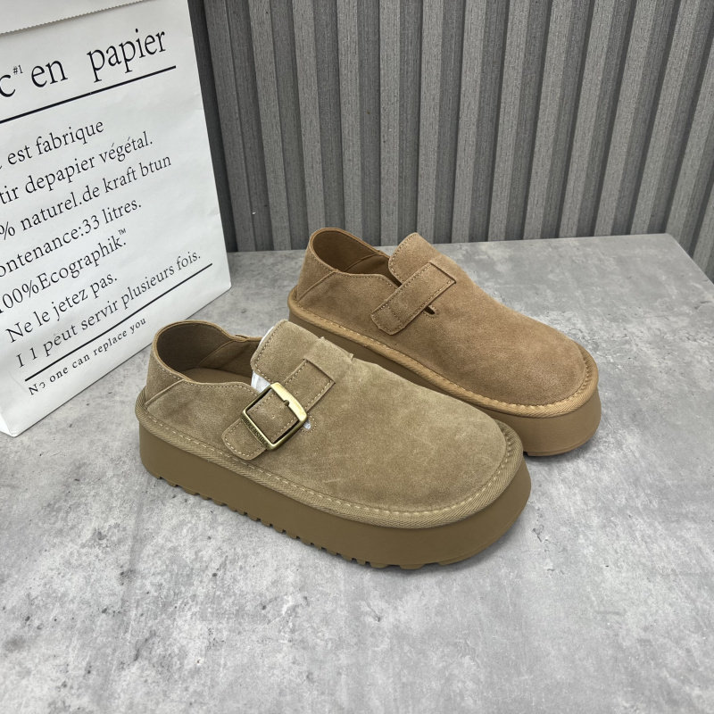 厂家处理真皮女鞋2025春季新款厚底复古深口圆头套脚勃肯鞋单鞋