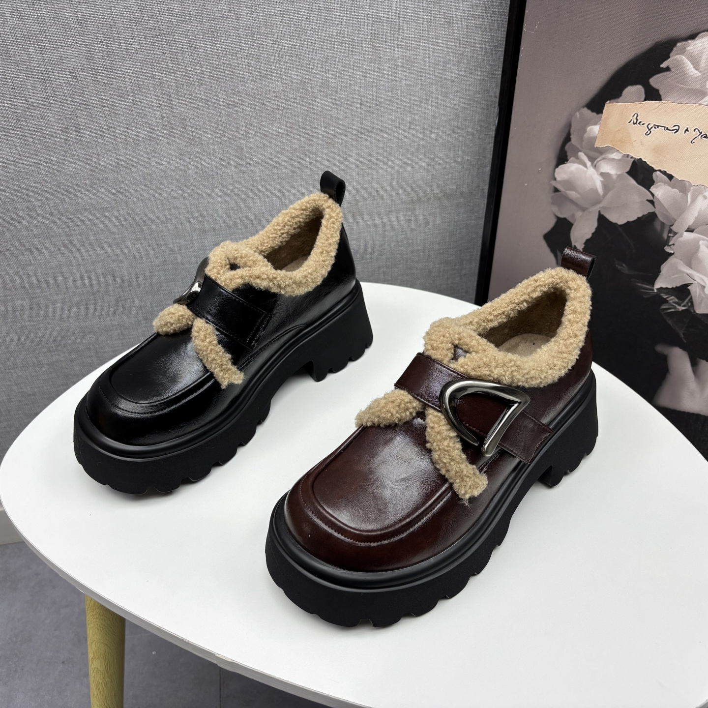 断码处理女鞋2025秋冬新款粗跟中跟加绒保暖深口低帮棉鞋时尚单鞋