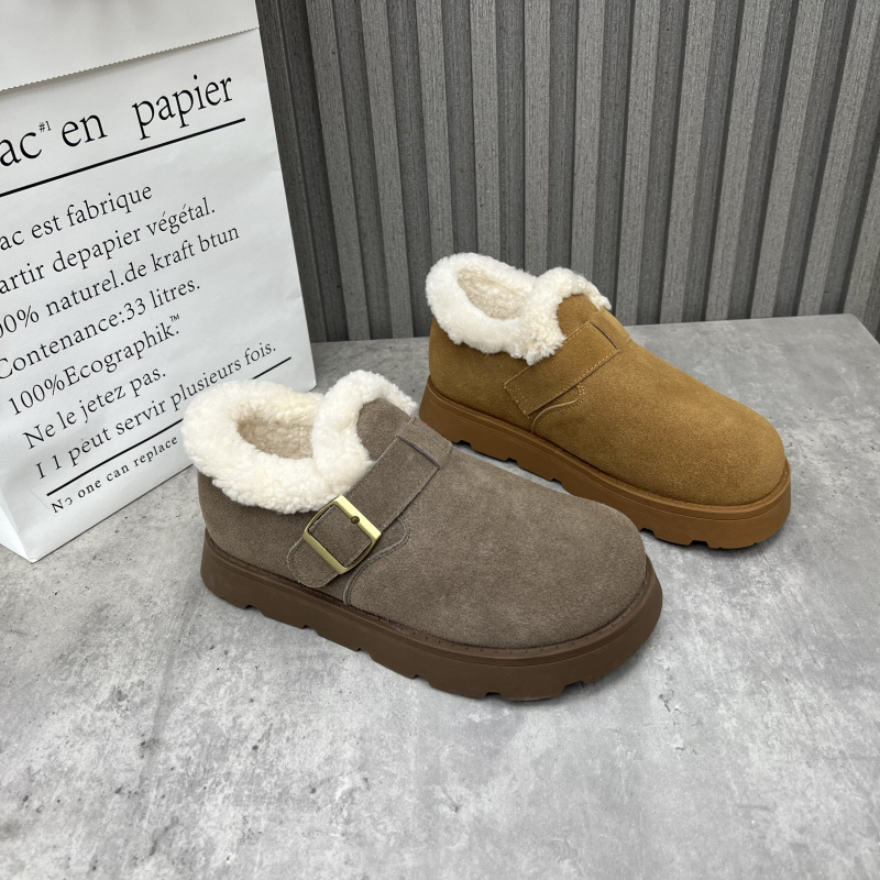 断码处理真皮女靴2024冬季新款平底防滑厚绒保暖勃肯鞋雪地女棉鞋