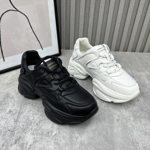 处理真皮女鞋 低帮老爹鞋 2023新款 牛皮时尚 运动厚底休闲鞋 厂家断码