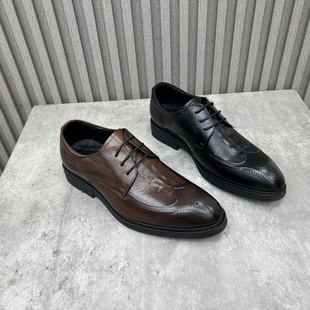 新款 2024秋季 深口商务正装 头层牛皮男士 厂家断码 皮鞋 处理真皮男鞋