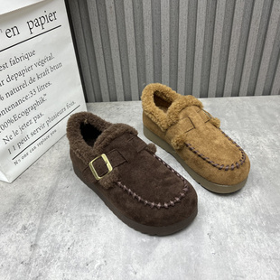 圆头套脚厚绒保暖女棉鞋 清仓断码 复古勃肯鞋 2025秋冬款 处理女鞋