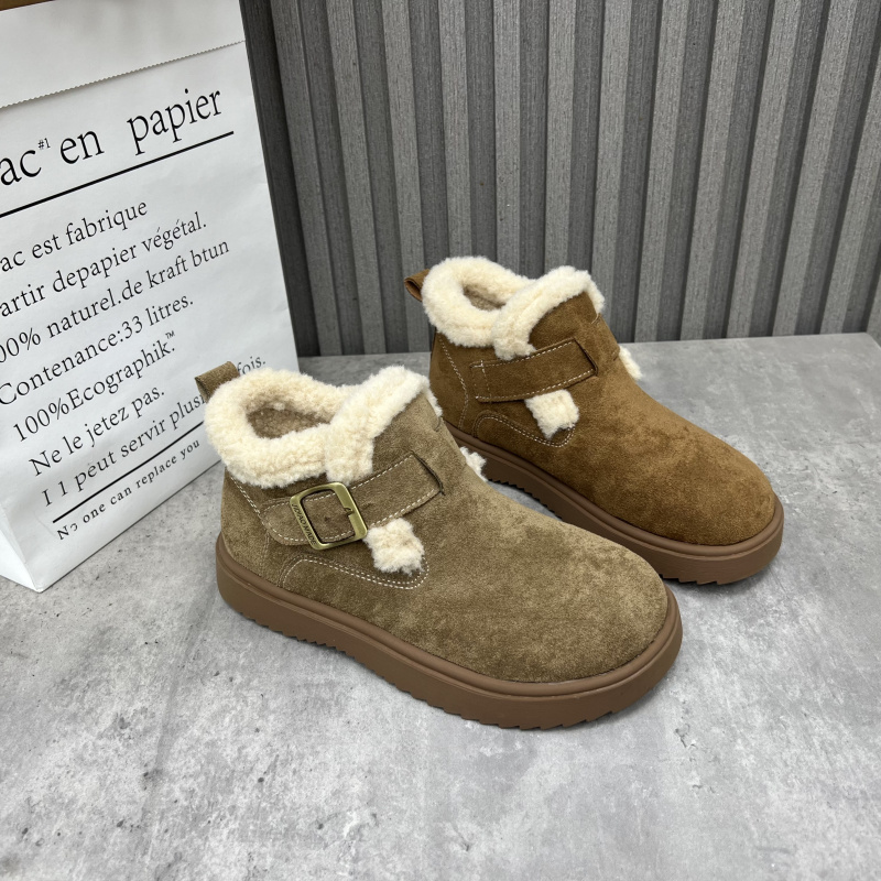 清仓断码处理女靴2024冬季新款圆头套筒勃肯鞋厚绒保暖雪地棉鞋40