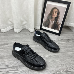 处理男鞋 百搭学院风深口男板鞋 2024春季 圆头平底时尚 新款 厂家断码
