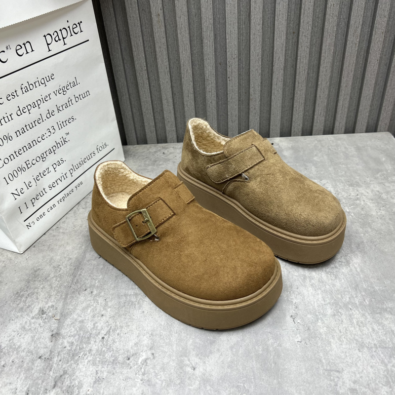 工厂断码处理女鞋2025秋冬款魔术贴深口低帮厚绒保暖勃肯鞋棉鞋40