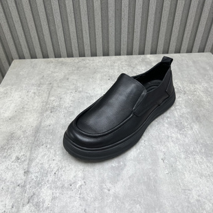 圆头套脚软皮牛皮青年男单鞋 厂家断码 新款 2025秋季 处理真皮男鞋
