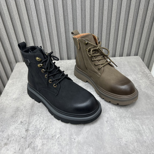 断码 户外厚绒保暖英伦风马丁靴男棉靴 处理真皮男靴2024秋冬新款
