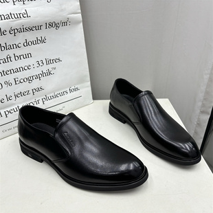 新款 2024春季 头层牛皮商务低跟套脚正装 男士 断码 皮鞋 处理真皮男鞋