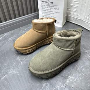 户外加绒加厚保暖雪地靴时尚 新款 棉短靴 处理真皮女靴2025冬季 断码