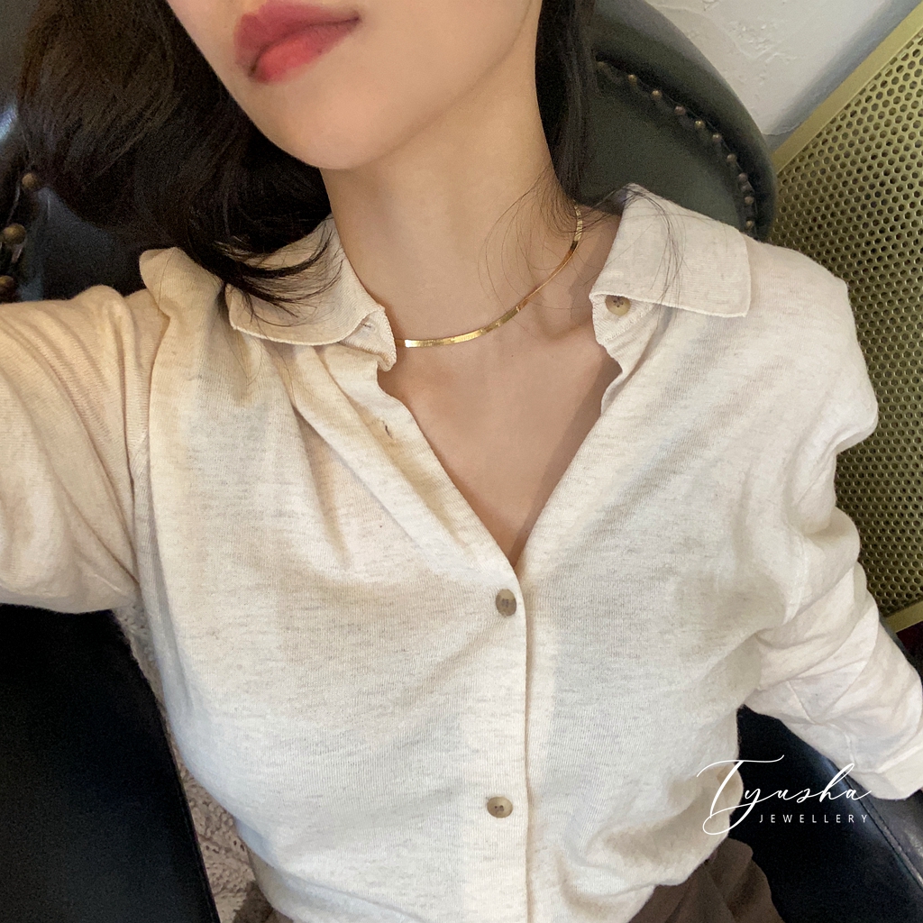 TYUSHA时髦高级ins纯银蛇骨项链