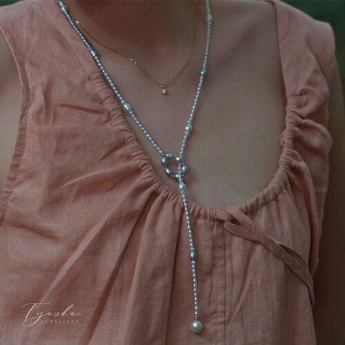 TYUSHA法式轻奢珍珠流苏锁骨链