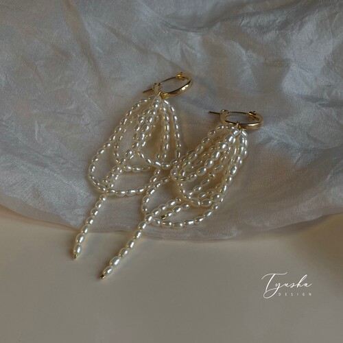 天然珍珠温柔高级感缠绕流苏耳饰