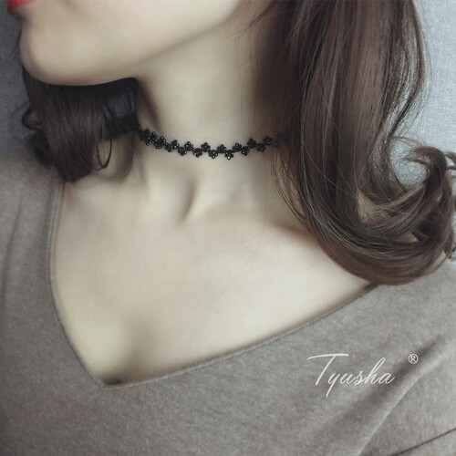 TYUSHA天然黑尖晶项链chocker