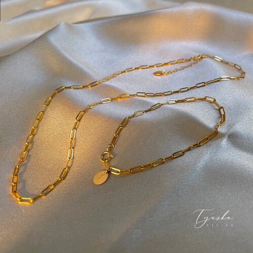 TYUSHA美国14k包金方形手链项链