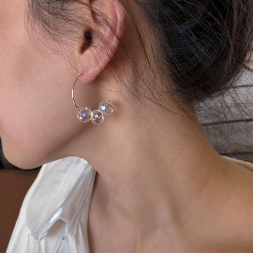 TYUSHA可爱水晶14K包金耳环