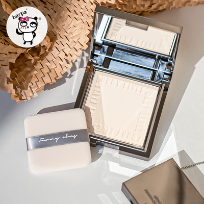 funnyelves方里蜜粉饼控油持久定妆补妆干湿两用柔焦遮瑕防水防汗