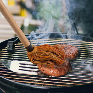 BBQ烧烤上料拖把 橡胶木柄烘培蘸料刷 烧烤上油刷纯棉酱料扫