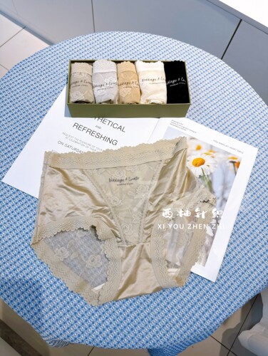 3条装｜夏季薄款冰丝内裤女无痕缎面蕾丝高弹透气桑蚕丝底裆三角
