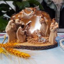 包邮 圣家礼物 圣家三口人物祈福礼品 发光马槽圣诞礼品树脂摆件