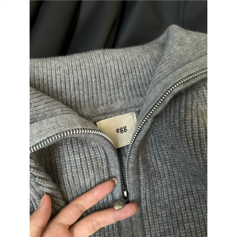 【egg鸡蛋】韩国品质 双拉链~〖原版〗/包边 针织毛衣重磅外套女