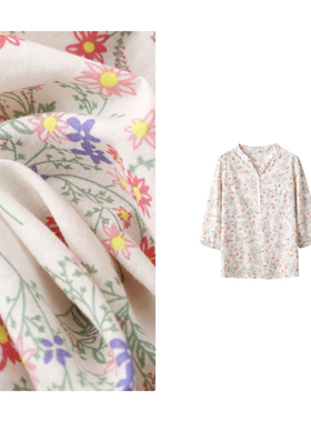 B 门店44&9！蔷薇衬衫清新自然环保全棉亲肤短袖小衫上衣女C22690