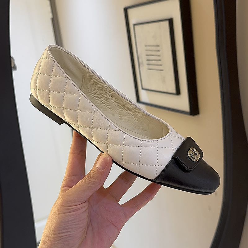 现货 头层羊皮小香风真皮平底单鞋女2025新款舒适平底玛丽珍鞋女