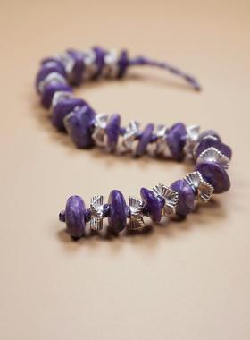 天然紫龙晶手链手绳925银女手串