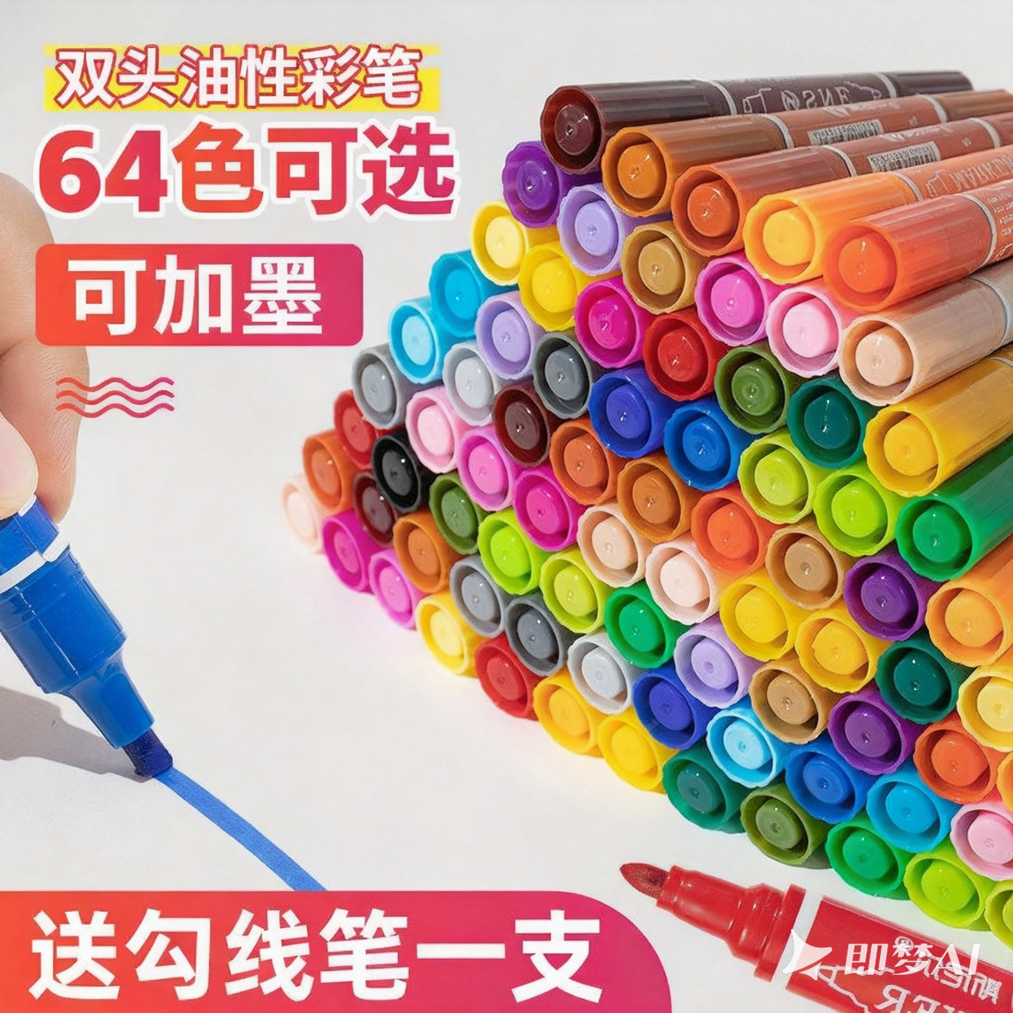 斯尼尔双头油性水彩笔64色套装可加墨速干防水少马克笔单色补充装