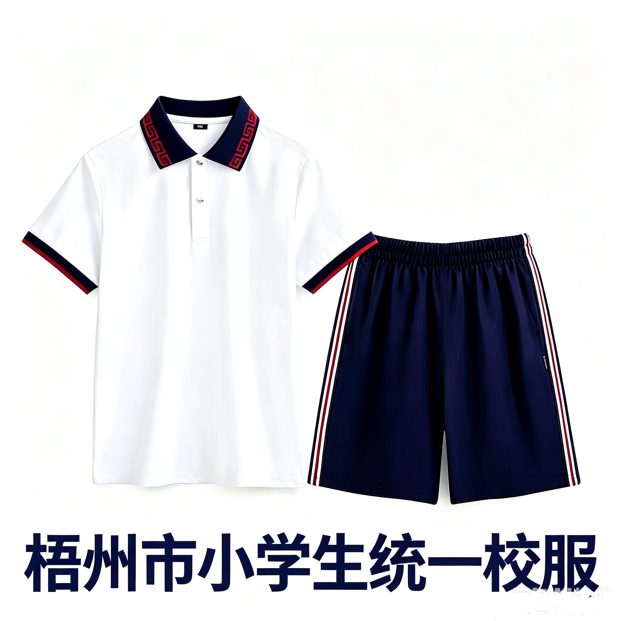梧州市小学生统一版男女新款夏季运动校服短袖短裤白T恤学校同款图片