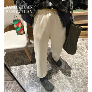 女奶奶裤 干净利落vs扛风保暖 及简立裁厚实仿羊绒毛呢9分休闲裤