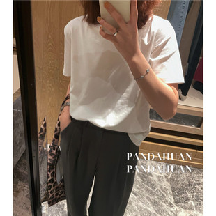 通勤基础款*B入~4色 好版型百搭圆领短袖T恤女春季基础内搭打底t