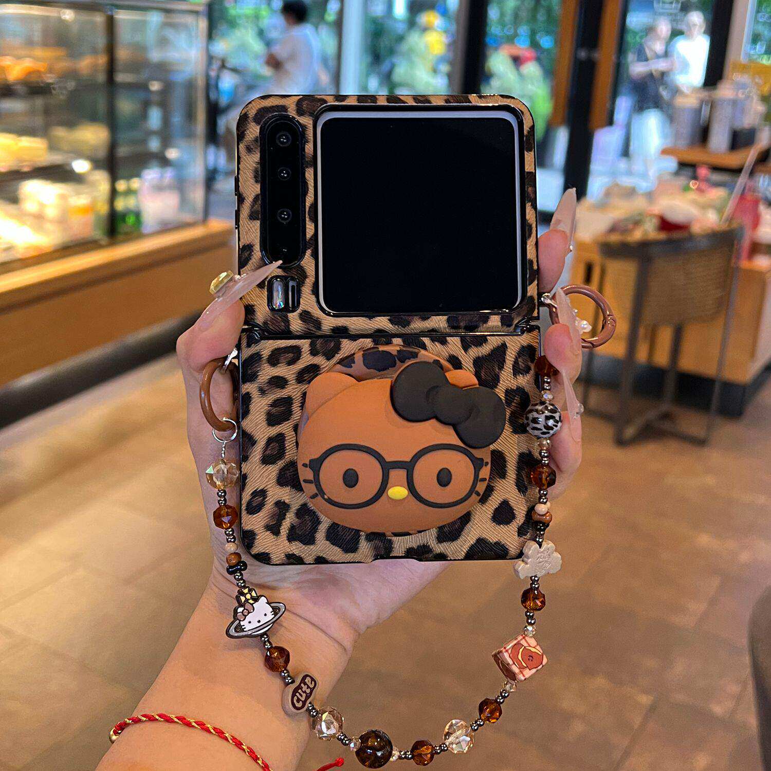 豹纹适用华为purax折叠屏手机壳小米mixflip2新款手提荣耀magicv全包KT磁吸支架防摔nova外壳三星zflip7/6/5