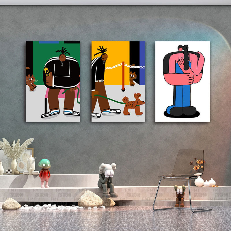 韩国插画ins风可爱挂画客厅装饰画过道卧室墙面布置卡通壁画墙贴