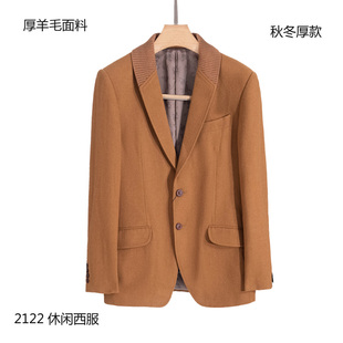 现货68%羊毛男西服 单西装毛呢上衣修身 秋冬厚款 青年复古港风潮