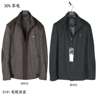 专柜1299+30%羊毛夹克男 春秋厚 毛呢子面料 休闲经典立领外套